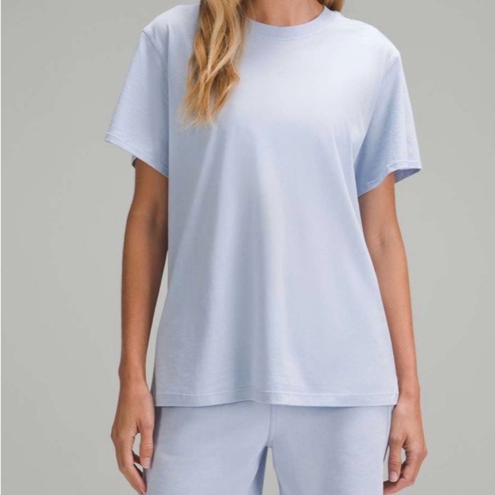 NWT Lululemon All Yours Cotton T-Shirt Blue Linen Size 6